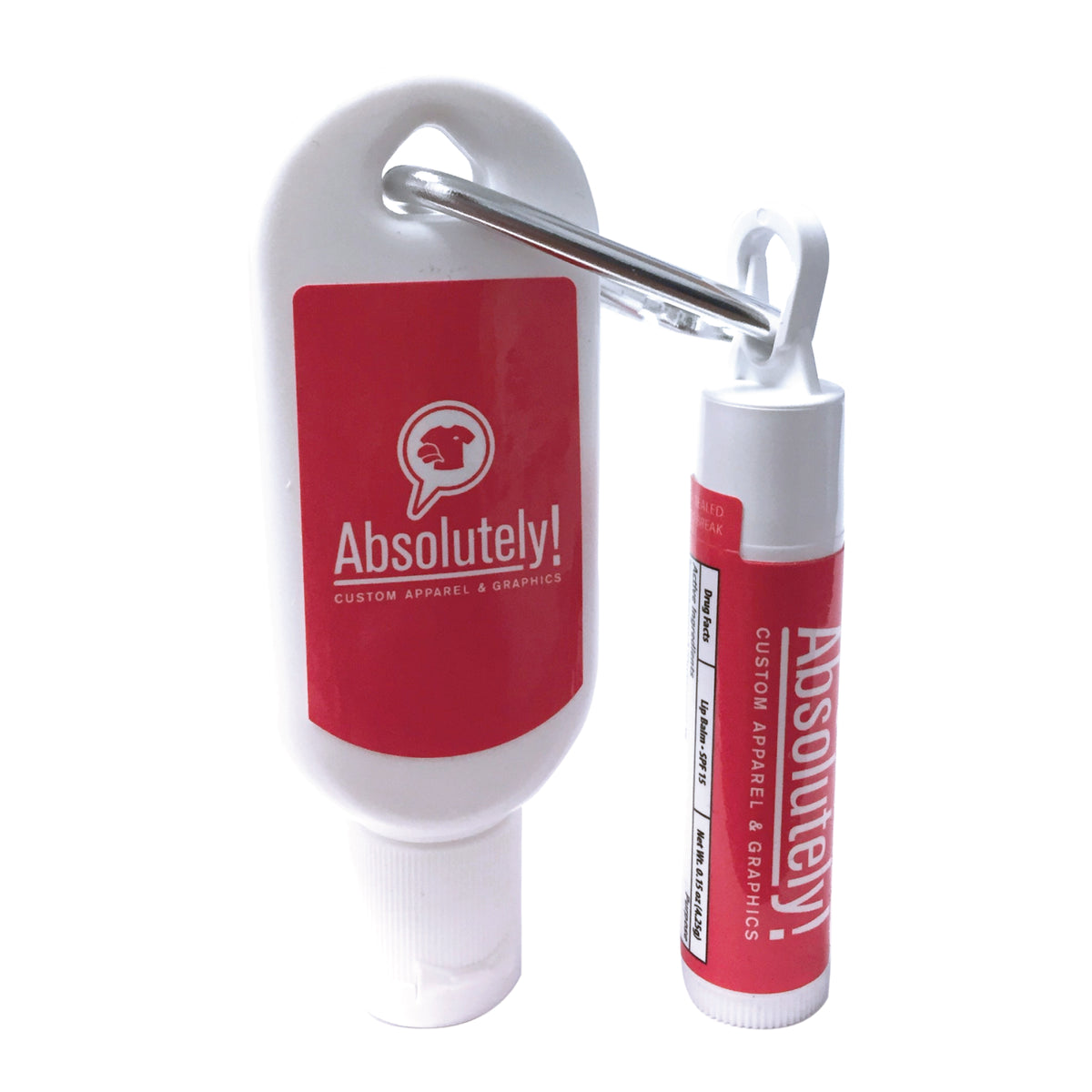 Sunscreen and Lip Balm Kit with Carabiner, SPF 30 and 15
