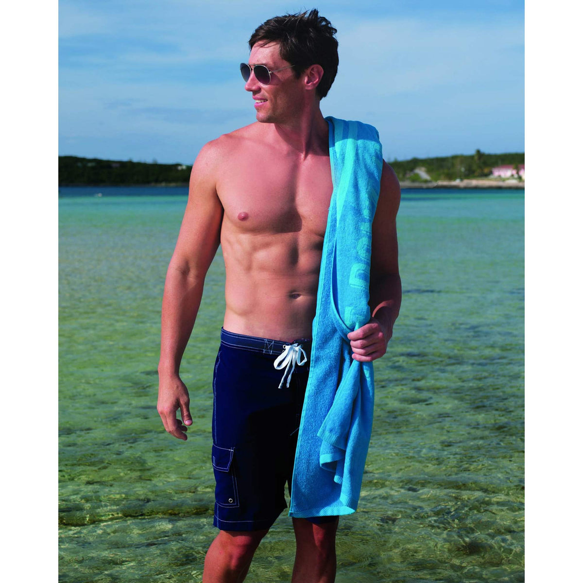 Superior Weight Beach Towel in Colors, 35 x 60 Inches - Turquoise - Front