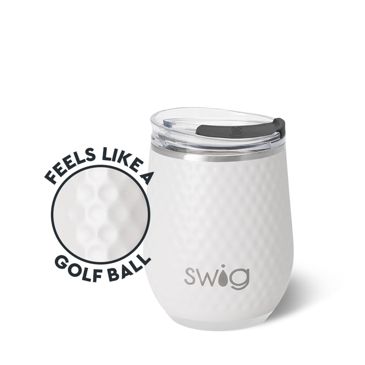 Swig Life Golf Ball Stemless Wine Tumbler, 12 oz - White - Texture