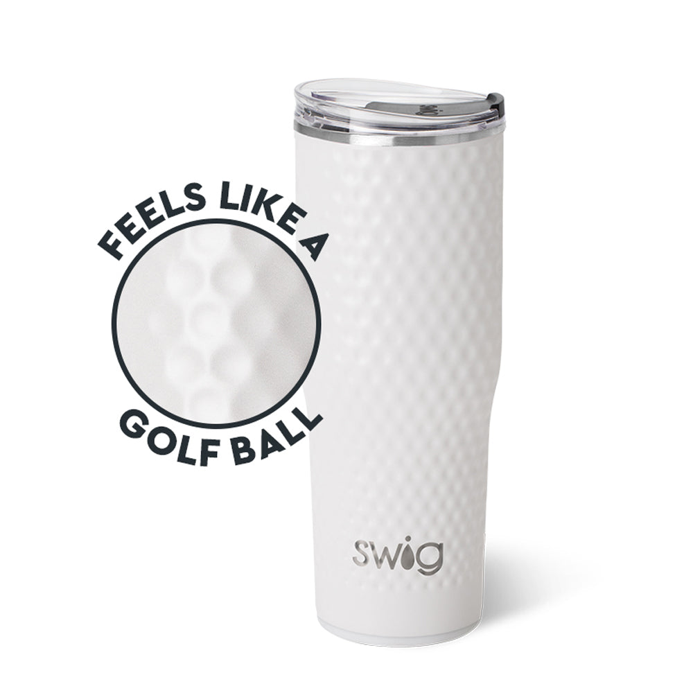 Swig Life Golf Ball Tumbler, 30 oz Laser Engraving - White - Texture