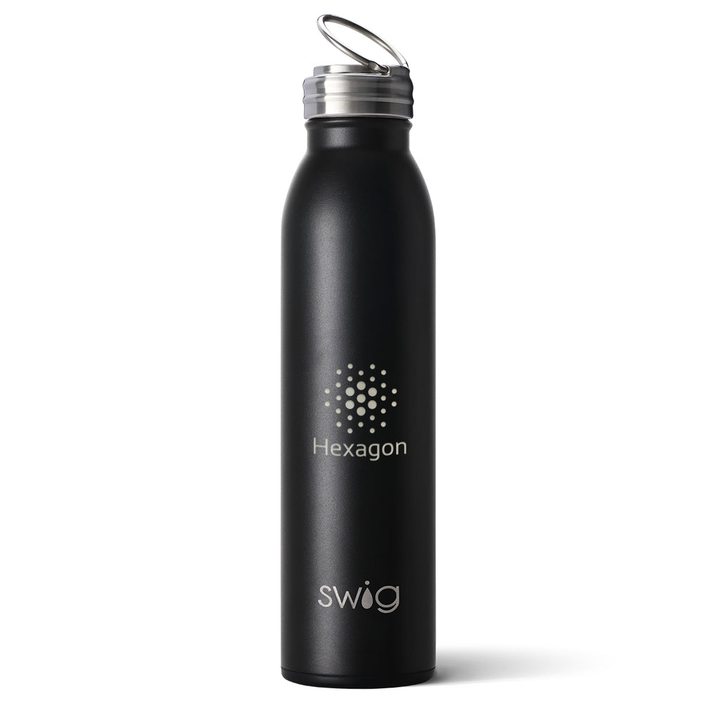 Swig Life Stainless Steel Bottle, 20 oz - Black - Laser Engraving