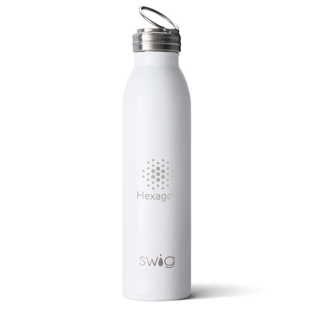 Swig Life Stainless Steel Bottle, 20 oz - White - Laser Engraving