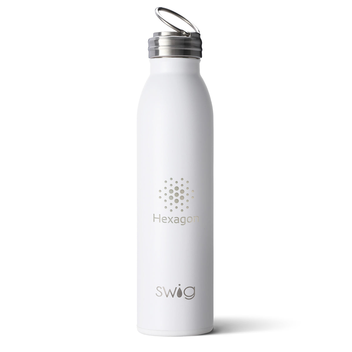 Swig Life Stainless Steel Bottle, 20 oz - White - Laser Engraving