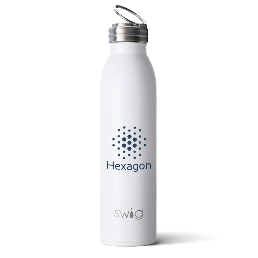 Swig Life Stainless Steel Bottle, 20 oz - White - Silk Screen