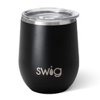 Swig Life Stemless Wine Tumbler, 12 oz Laser Engraving - Black - Back_Blank