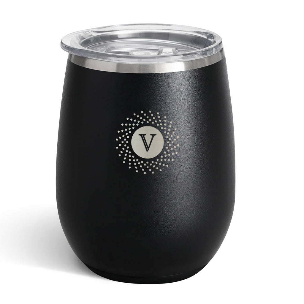 Swig Life Stemless Wine Tumbler, 12 oz Laser Engraving - Black - Laser Engraving