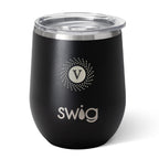 Swig Life Stemless Wine Tumbler, 12 oz Laser Engraving - Black - Laser Engraving
