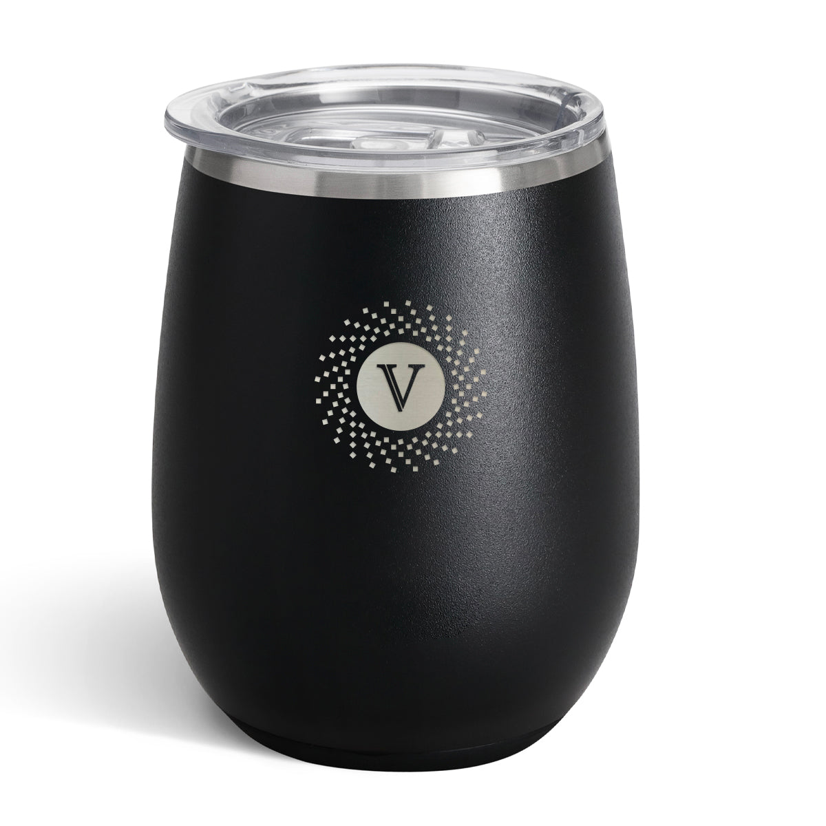 Swig Life Stemless Wine Tumbler, 12 oz Laser Engraving - Black - Laser Engraving