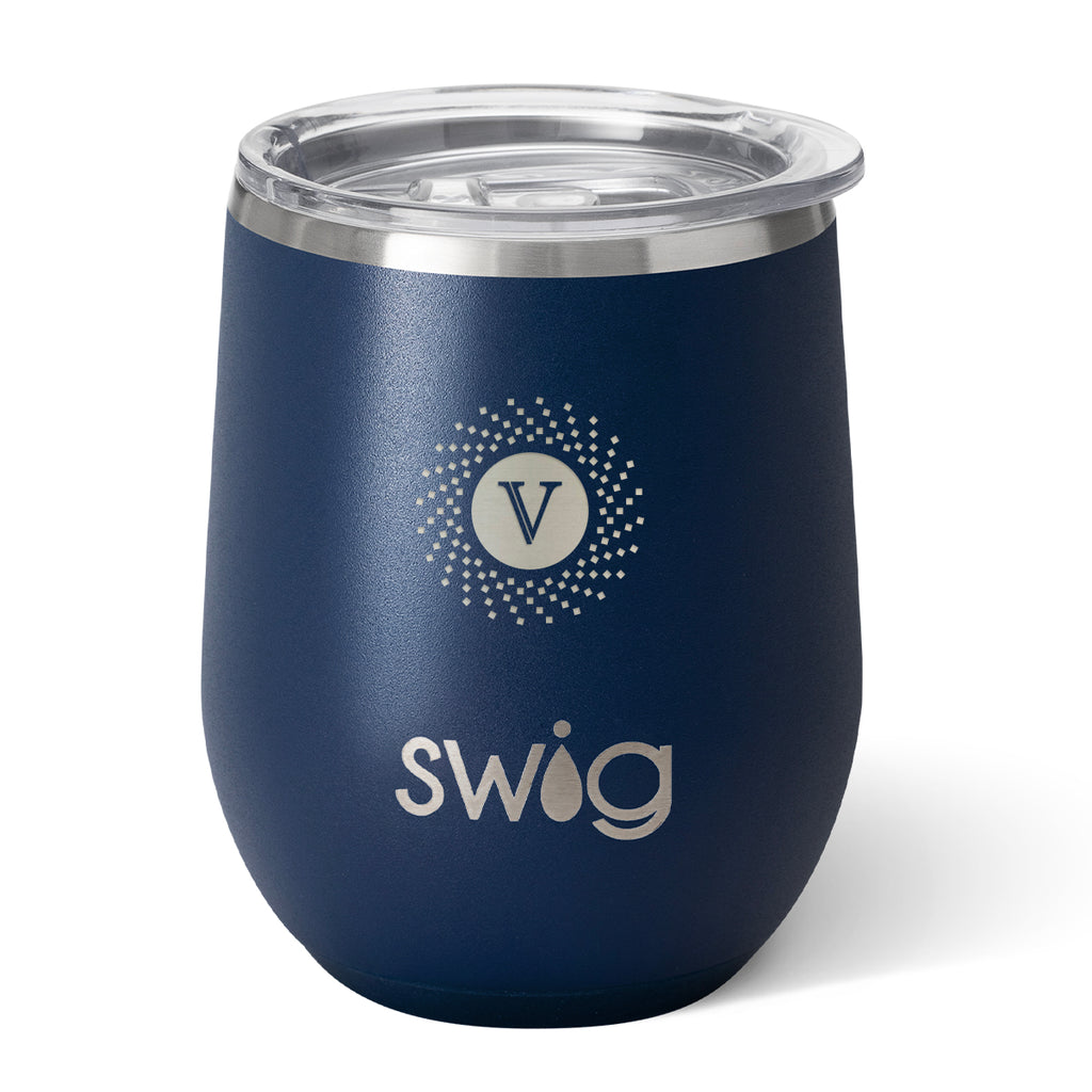 Swig Life Stemless Wine Tumbler, 12 oz Laser Engraving - Navy - Laser Engraving