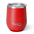 Swig Life Stemless Wine Tumbler, 12 oz Laser Engraving - Red - Back_Blank