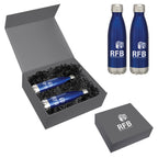 Swiggy Stainless Steel Bottle Gift Set, 16 oz - Blue - Silk Screen