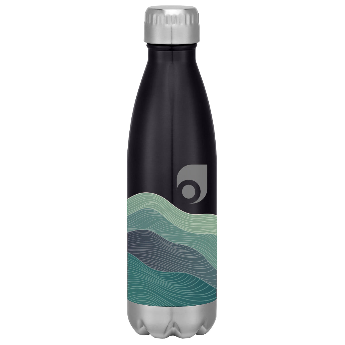 Swiggy Stainless Steel Bottle in Full Color, 16 oz - Black - Megabrite