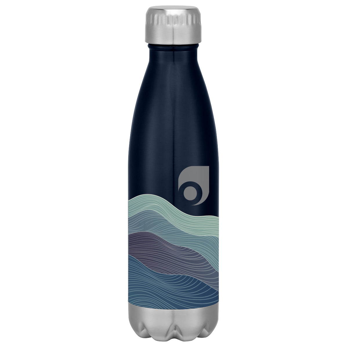 Swiggy Stainless Steel Bottle in Full Color, 16 oz - Navy - Megabrite