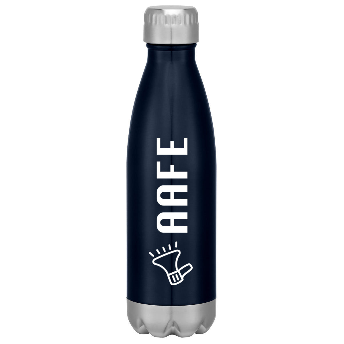 Swiggy Stainless Steel Bottle in Full Color, 16 oz - Navy - Silk Screen