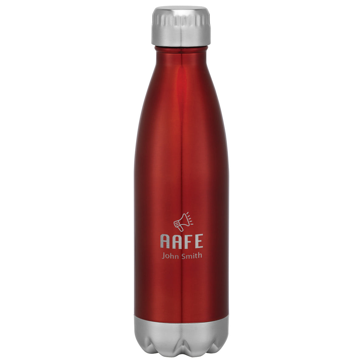 Swiggy Stainless Steel Bottle in Full Color, 16 oz - Red - Laser Engraving