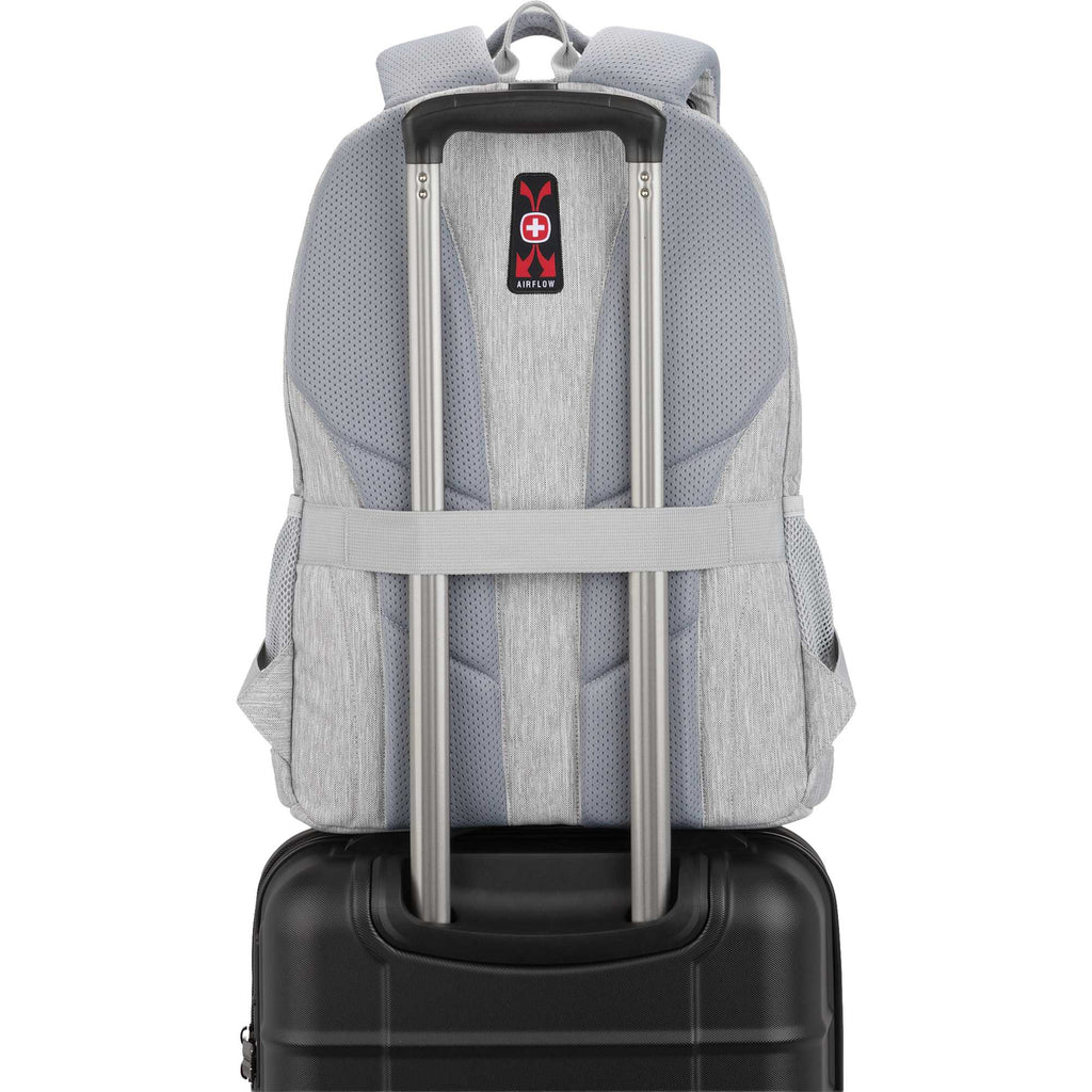 SwissGear Frost Peak Recycled Laptop Backpack, 16 Inch Transfer - Gray - Back Trolly