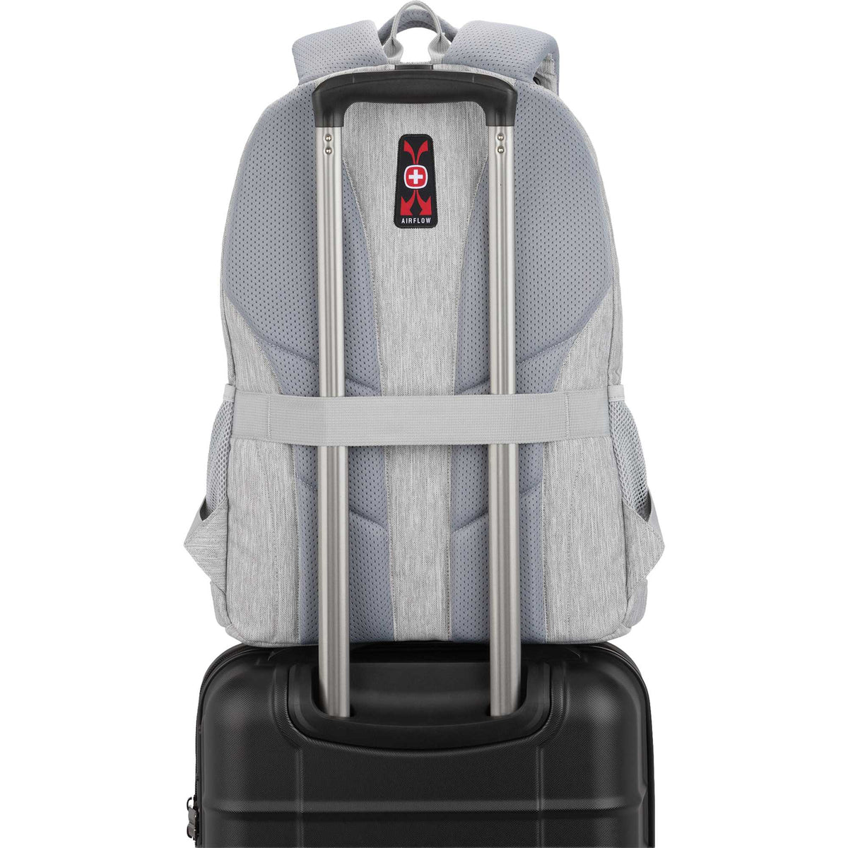 SwissGear Frost Peak Recycled Laptop Backpack, 16 Inch Transfer - Gray - Back Trolly