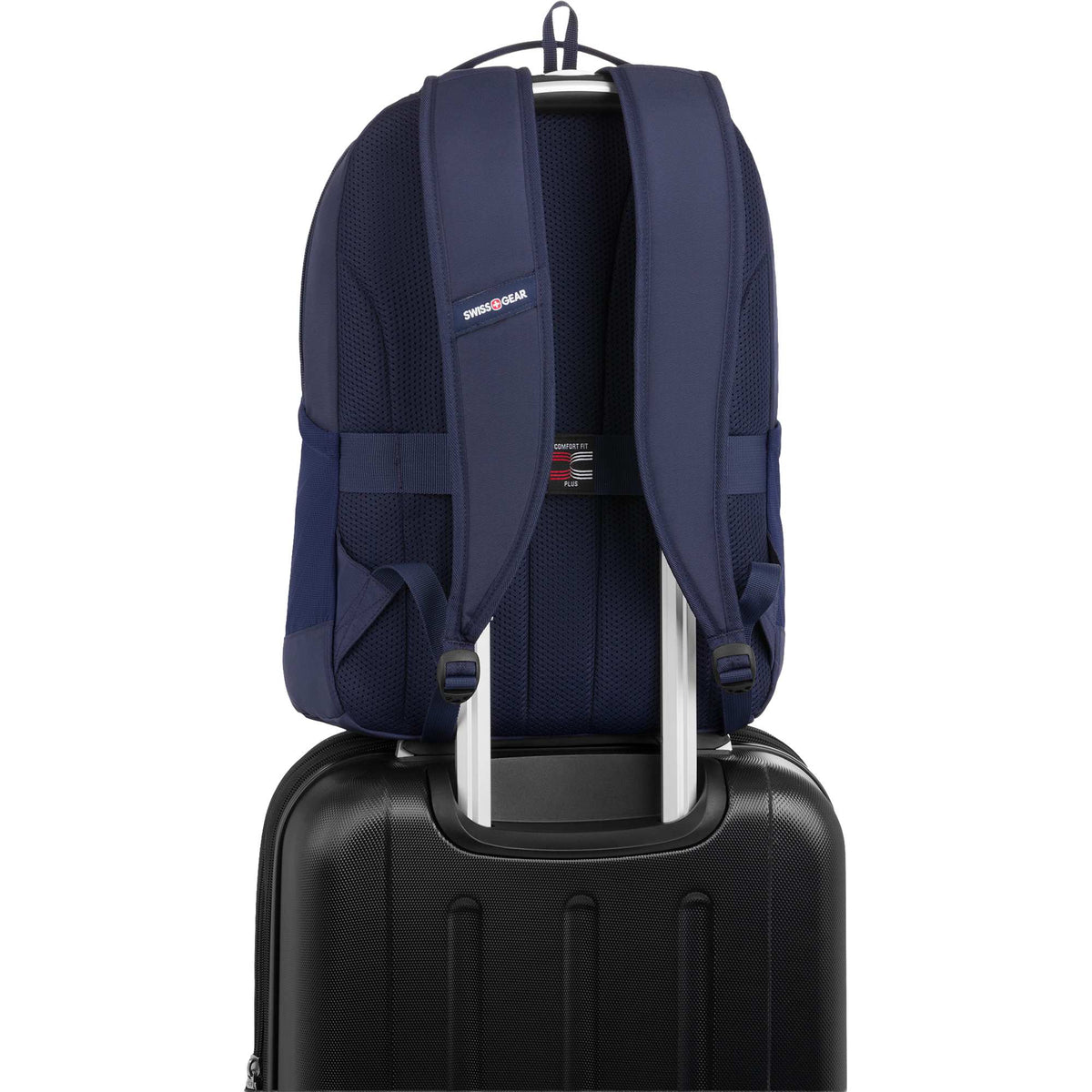 SwissGear Ridgeline Ultralight Laptop Backpack, 16 Inch Embroidery - Navy - Back Trolly
