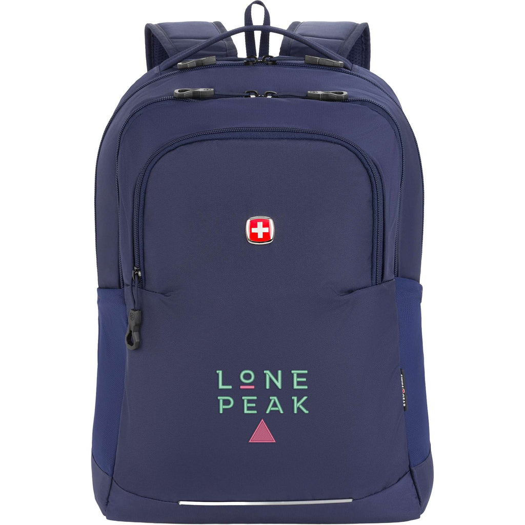 SwissGear Ridgeline Ultralight Laptop Backpack, 16 Inch Embroidery - Navy - Front