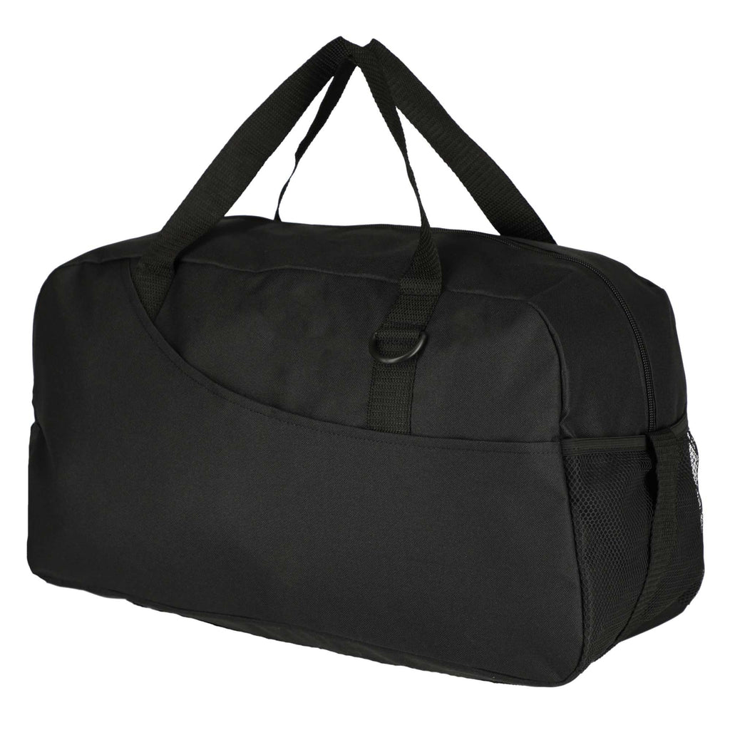 Swoop Weekender Duffel Bag in Recycled Polyester Full Color - Black - Left Angle