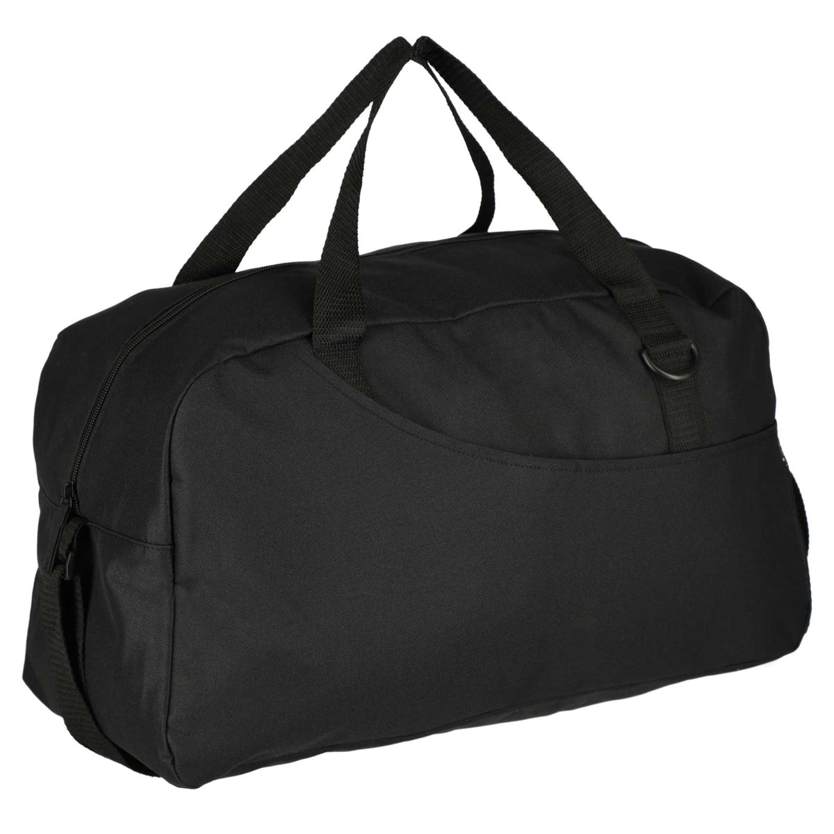 Swoop Weekender Duffel Bag in Recycled Polyester Full Color - Black - Right Angle