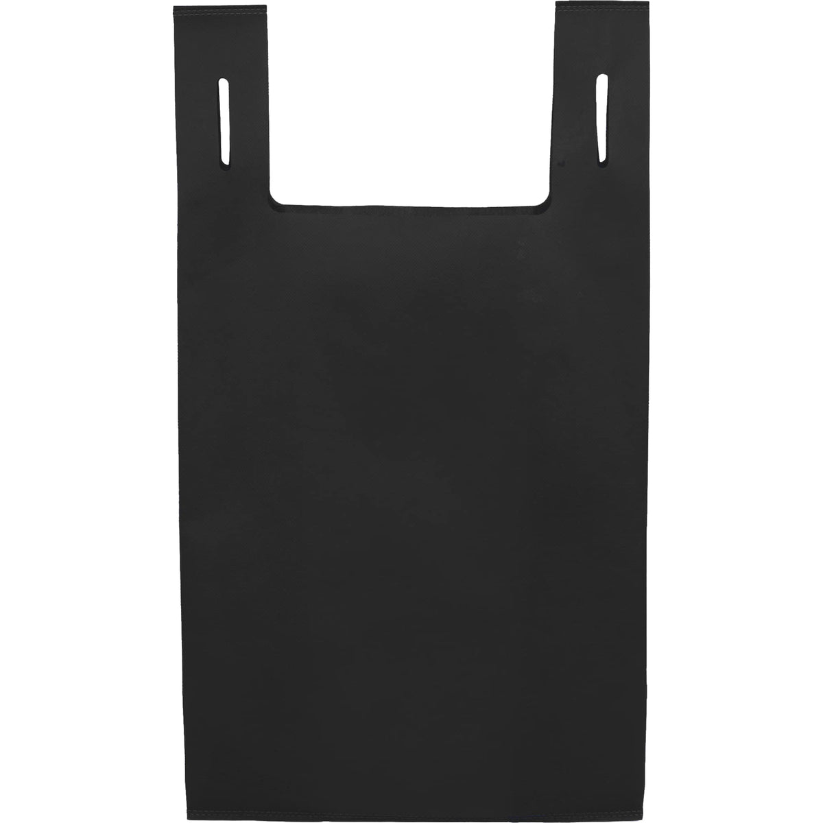 T-Shirt Style Shopping Bag in Recycled Non-Woven Full Color - Black - Back