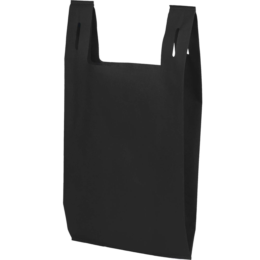 T-Shirt Style Shopping Bag in Recycled Non-Woven Full Color - Black - Left Angle