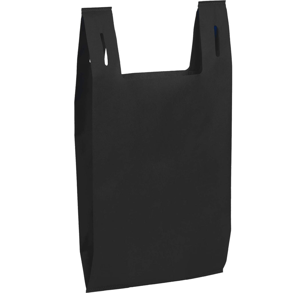 T-Shirt Style Shopping Bag in Recycled Non-Woven Full Color - Black - Right Angle