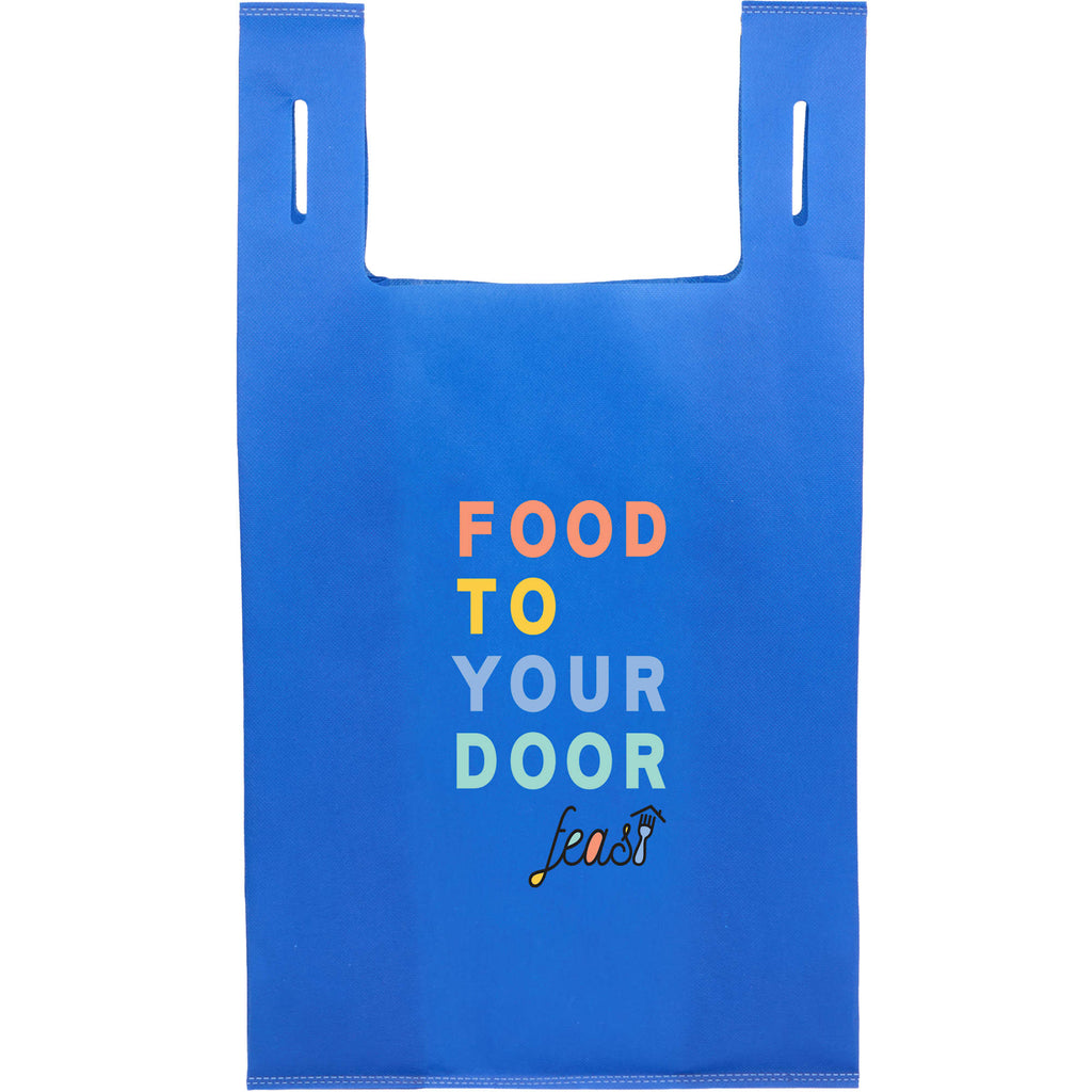 T-Shirt Style Shopping Bag in Recycled Non-Woven Full Color - Royal - Front