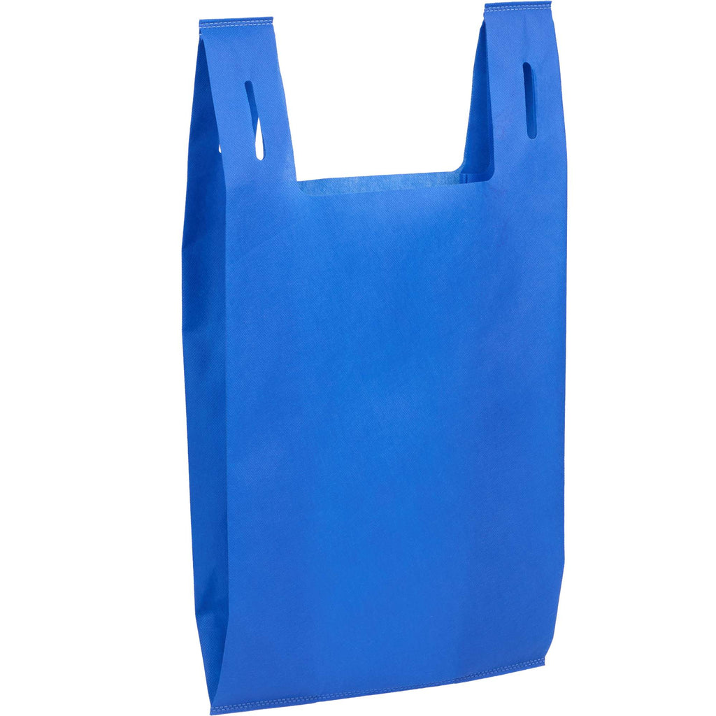 T-Shirt Style Shopping Bag in Recycled Non-Woven Full Color - Royal - Right Angle