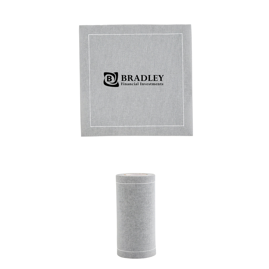 Table Theory Cocktail Napkins, Roll of Fifty - Light Gray - Pad Print
