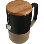 Tahoe Tea and Coffee Mug with Wood Lid, 16 oz - Black - Front 2