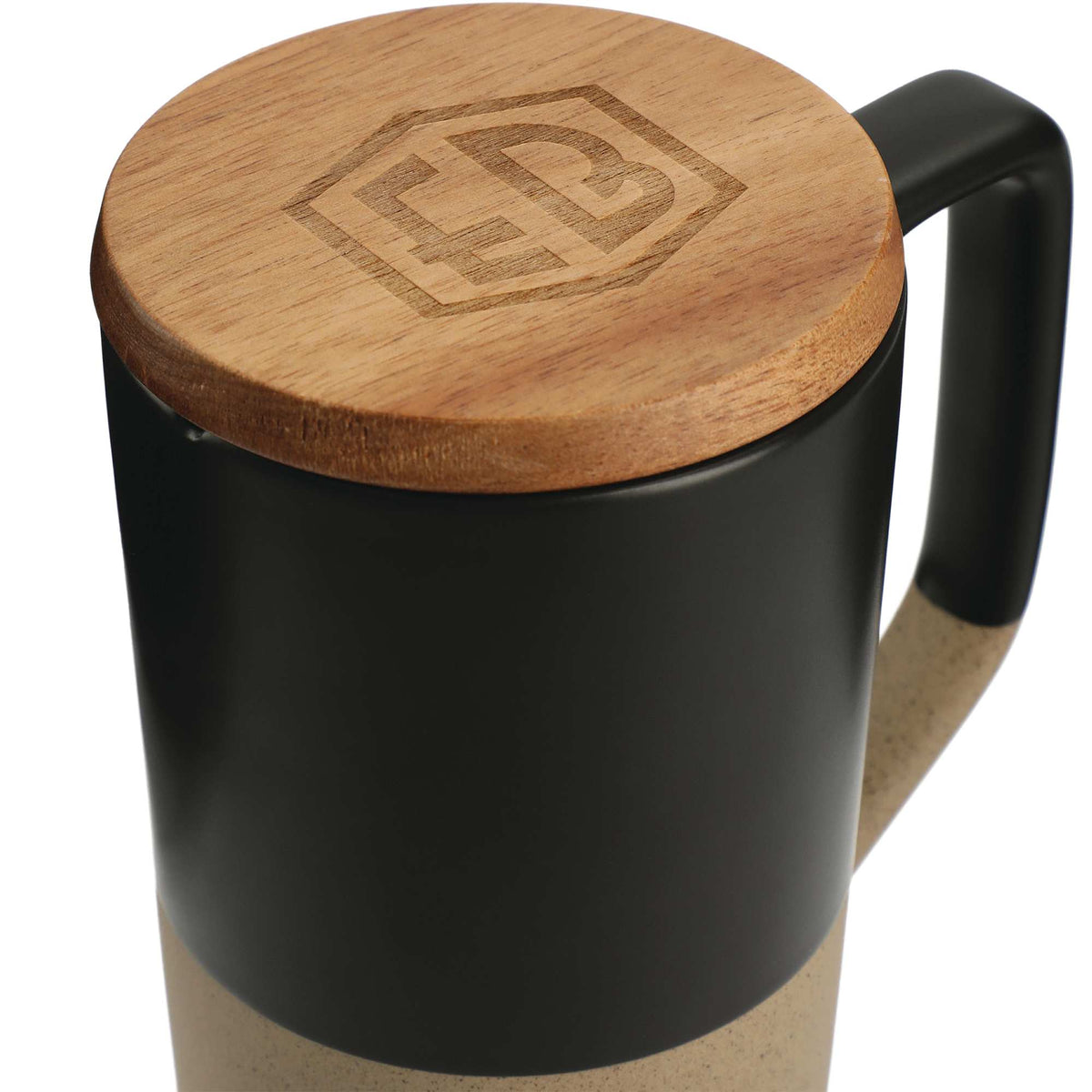 Tahoe Tea and Coffee Mug with Wood Lid, 16 oz - Black - Photo 2