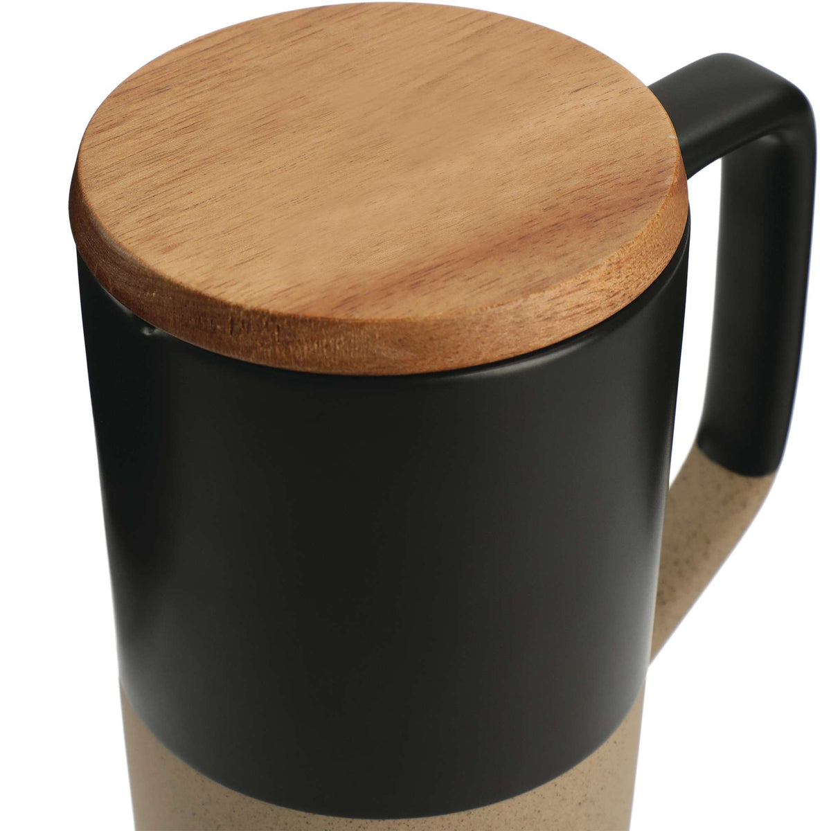 Tahoe Tea and Coffee Mug with Wood Lid, 16 oz - Black - Photo 3