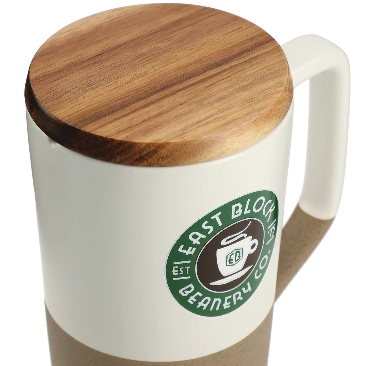 Tahoe Tea and Coffee Mug with Wood Lid, 16 oz - White - Photo 2