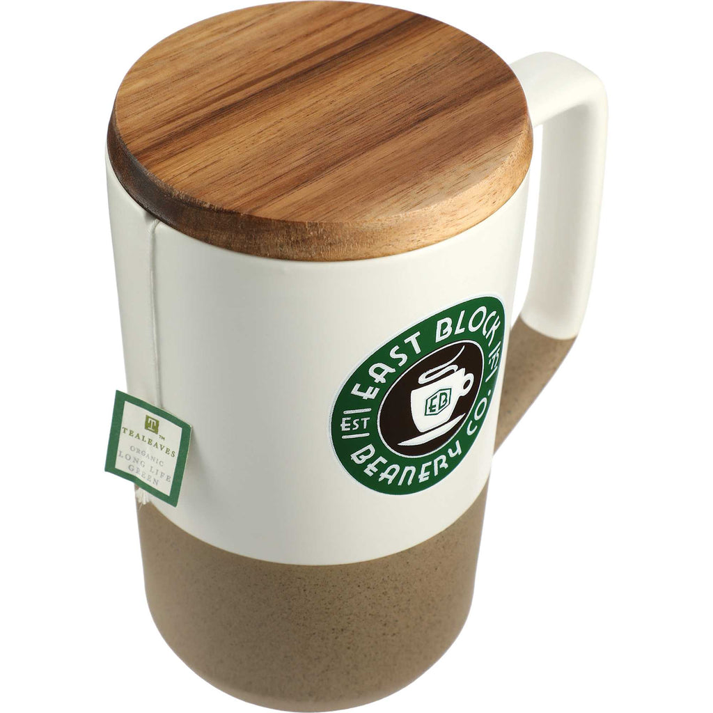 Tahoe Tea and Coffee Mug with Wood Lid, 16 oz - White - Photo 3