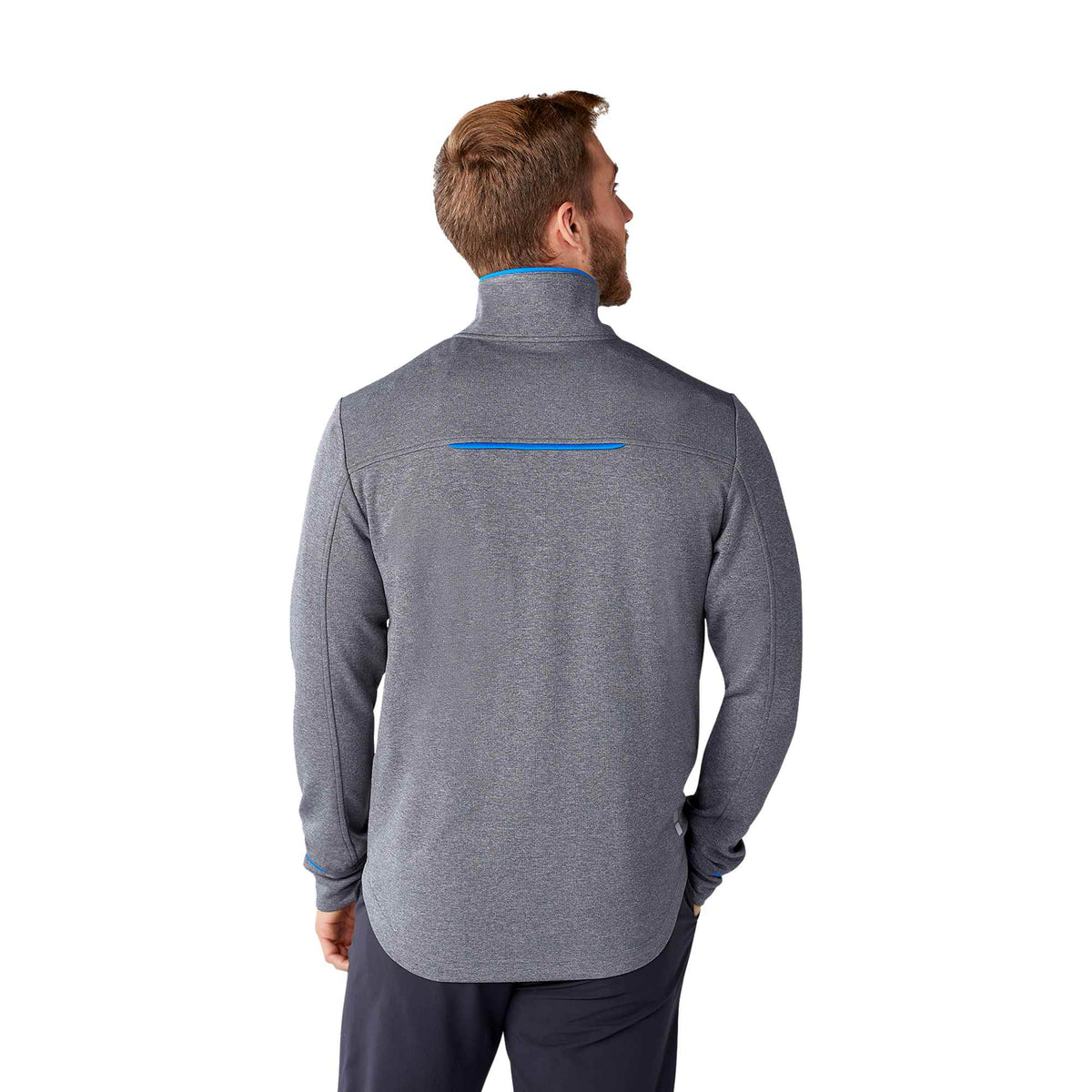 Tamarack Performance Full Zip Jacket with Thumb Holes for Men Debossing - Olympic Blue/Heather Charcoal - Back Flat