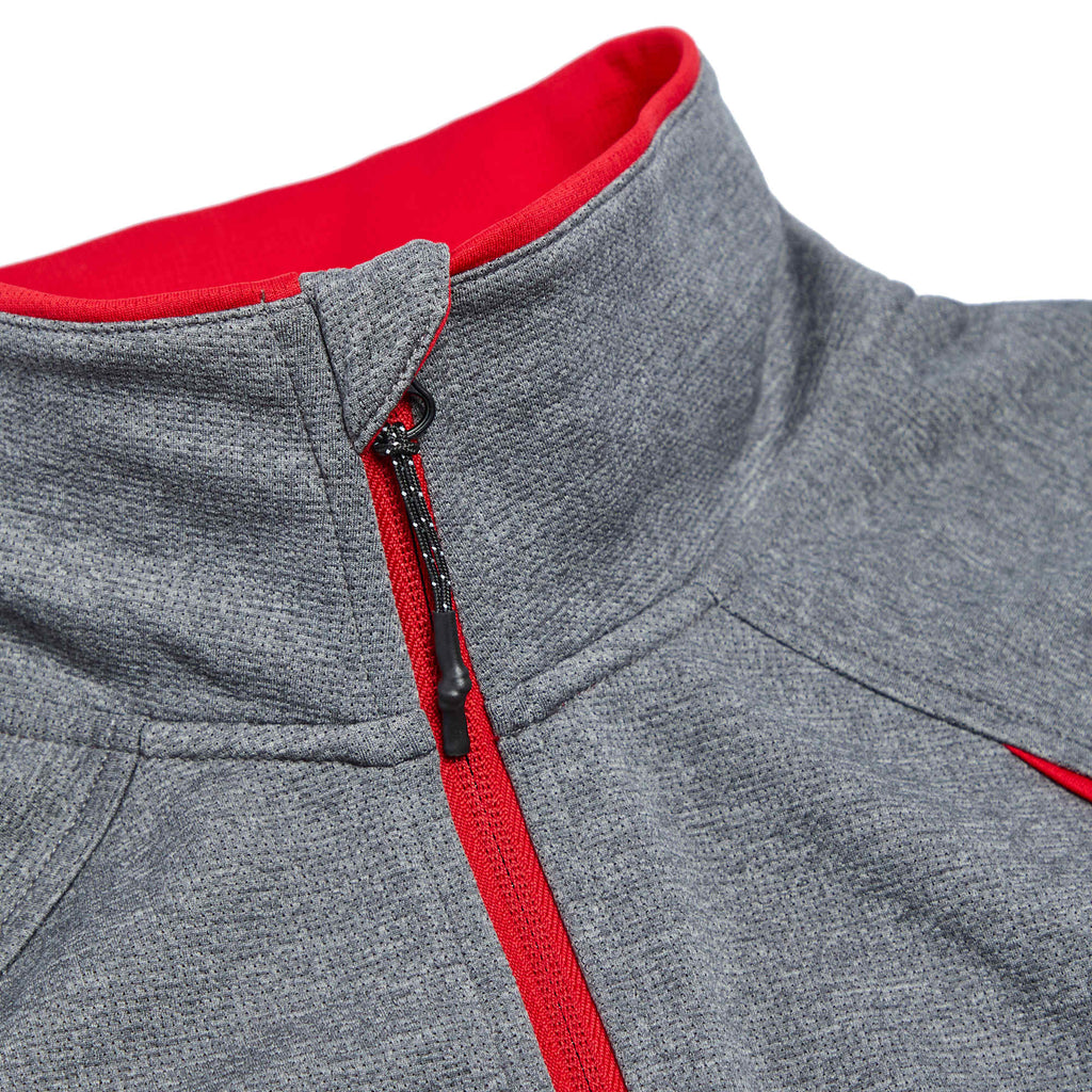 Tamarack Performance Full Zip Jacket with Thumb Holes for Men Debossing - Team Red/Heather Charcoal - Flat