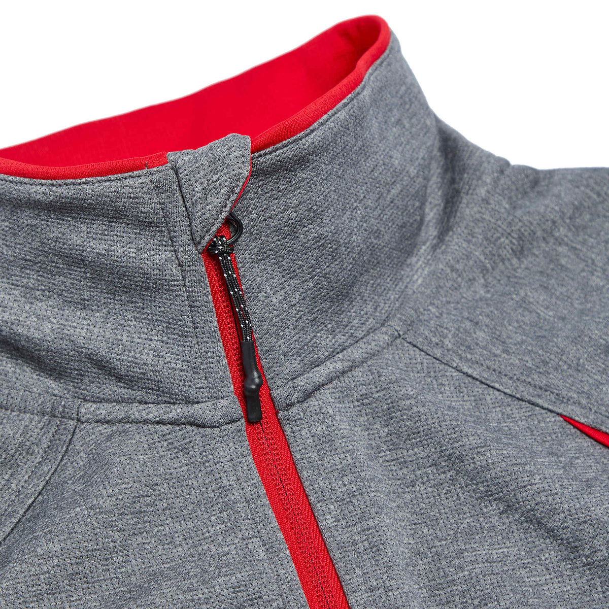 Tamarack Performance Full Zip Jacket with Thumb Holes for Men Debossing - Team Red/Heather Charcoal - Flat