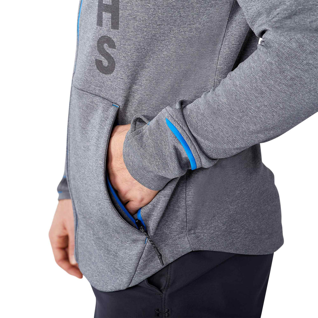 Tamarack Performance Full Zip Jacket with Thumb Holes for Men Embroidery - Olympic Blue/Heather Charcoal - Flat 2