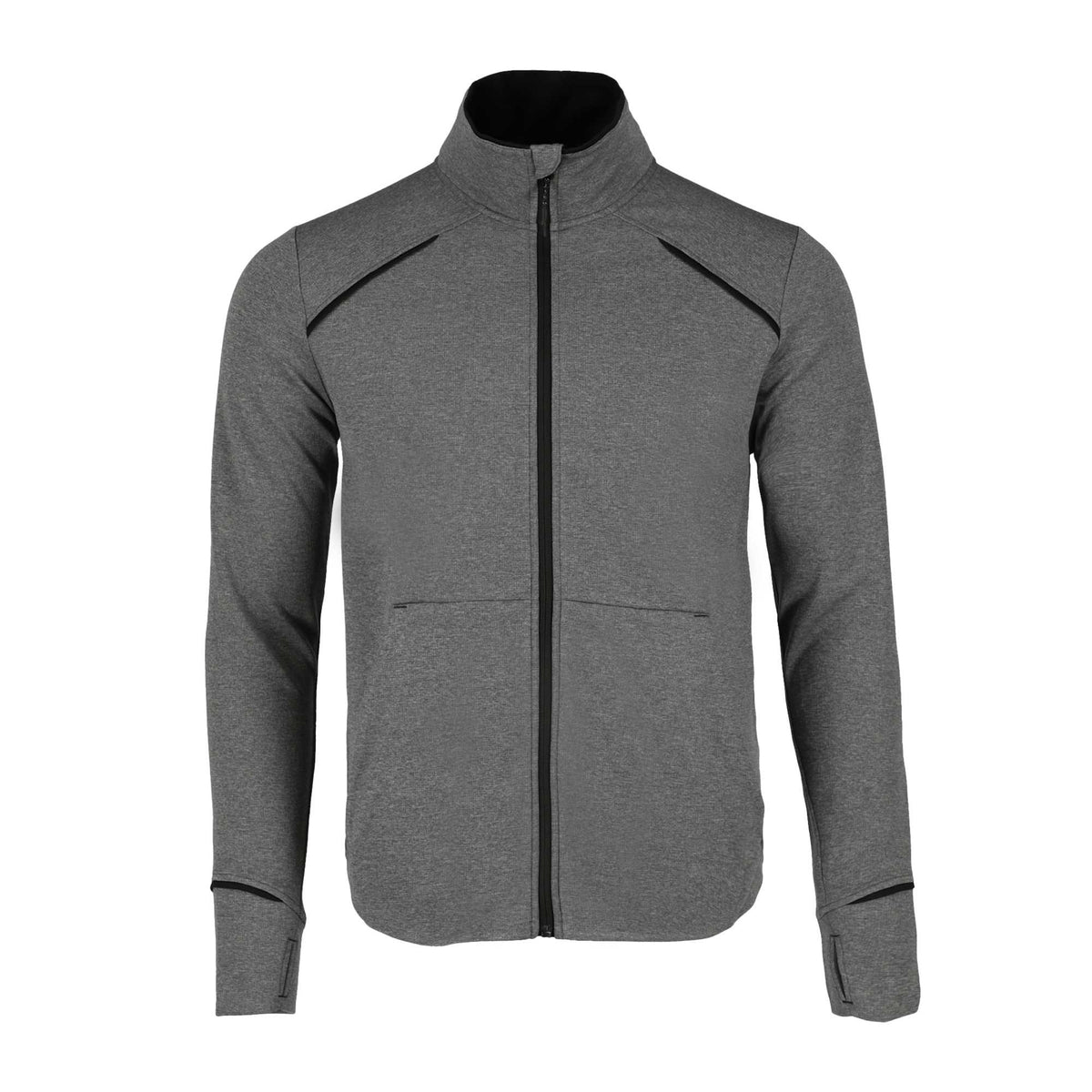 Tamarack Performance Full Zip Jacket with Thumb Holes for Men Transfer - Black/Heather Charcoal - Front Flat