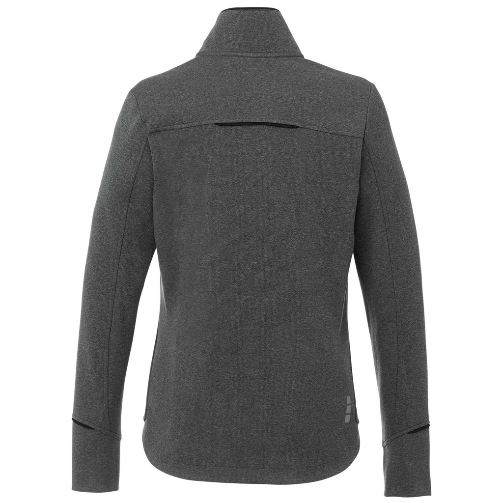 Tamarack Performance Full Zip Jacket with Thumb Holes for Women Debossing - Black/Heather Charcoal - Back Flat