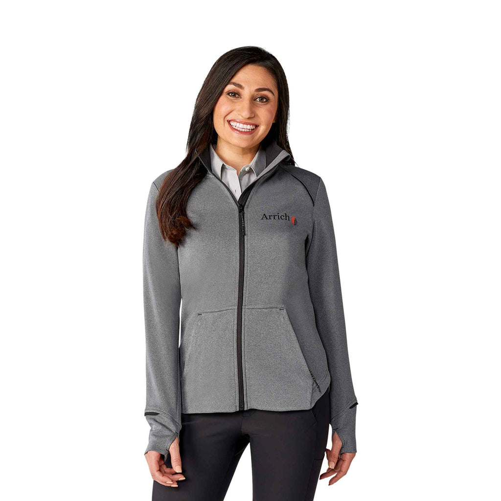 Tamarack Performance Full Zip Jacket with Thumb Holes for Women Transfer - Black/Heather Charcoal - Front Flat