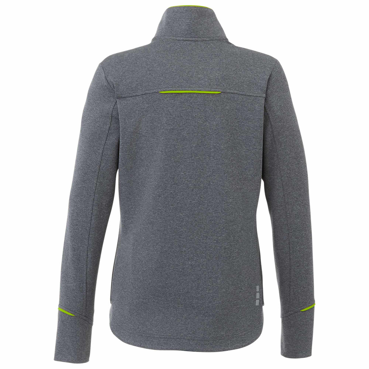 Tamarack Performance Full Zip Jacket with Thumb Holes for Women Transfer - Hi-Liter Green/Heather Charcoal - Back Flat