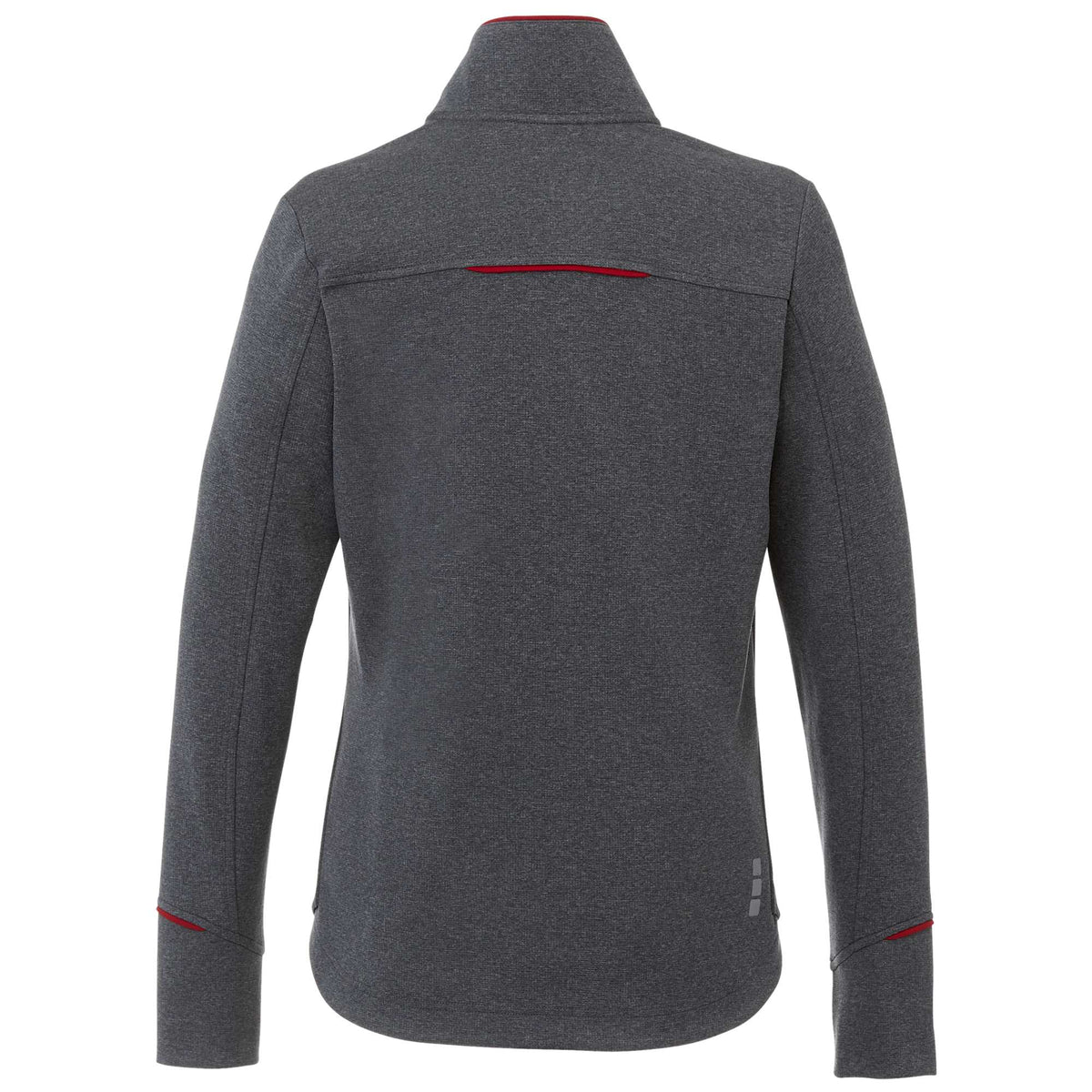 Tamarack Performance Full Zip Jacket with Thumb Holes for Women Transfer - Team Red/Heather Charcoal - Back Flat