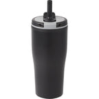 Tango Recycled Tumbler with Handle and Straw, 20 oz - Black - Back