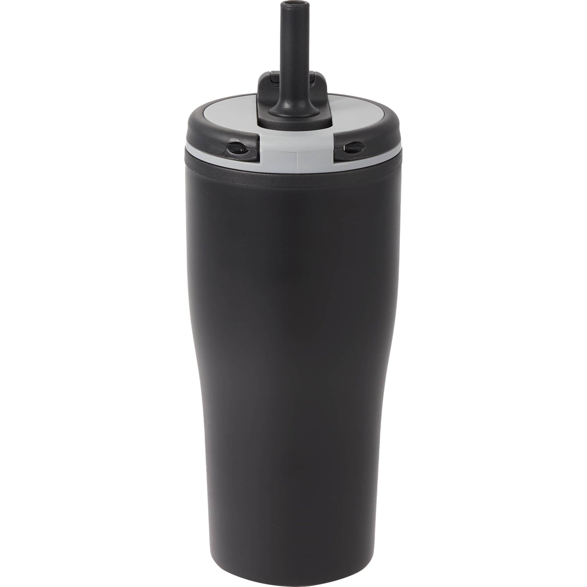 Tango Recycled Tumbler with Handle and Straw, 20 oz - Black - Back