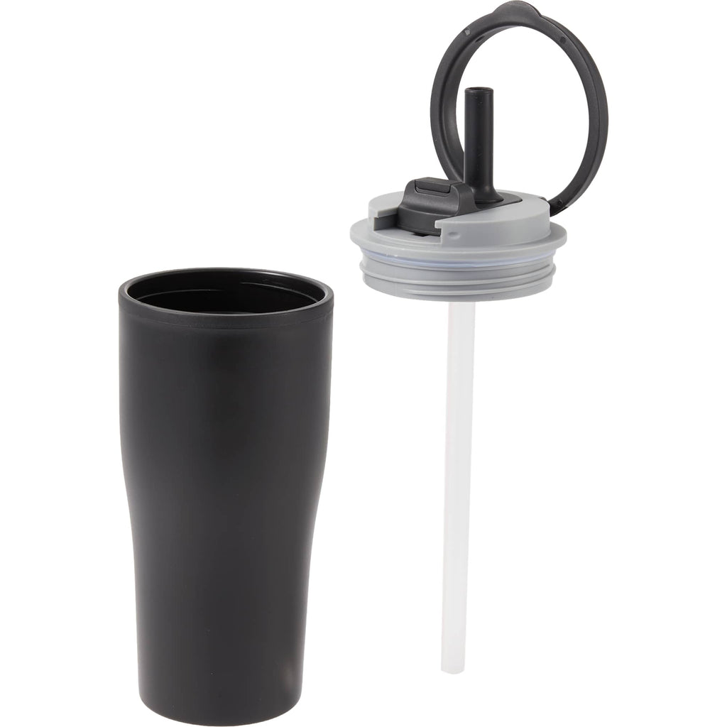 Tango Recycled Tumbler with Handle and Straw, 20 oz - Black - Detail