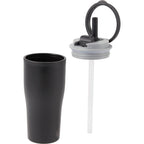 Tango Recycled Tumbler with Handle and Straw, 20 oz - Black - Detail