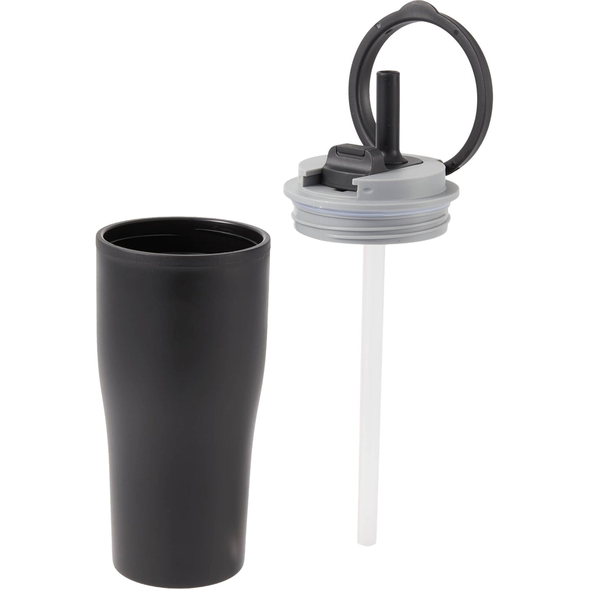 Tango Recycled Tumbler with Handle and Straw, 20 oz - Black - Detail